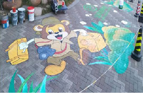 屏边夏季画地面彩绘会遇到的问题