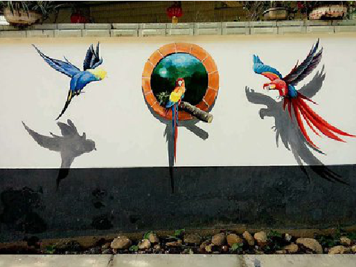 屏边视觉错位-3D墙绘设计