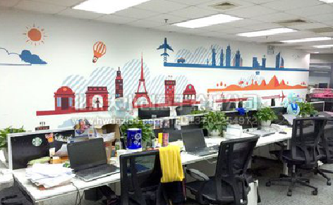 屏边教你设计办公室墙绘的方法。